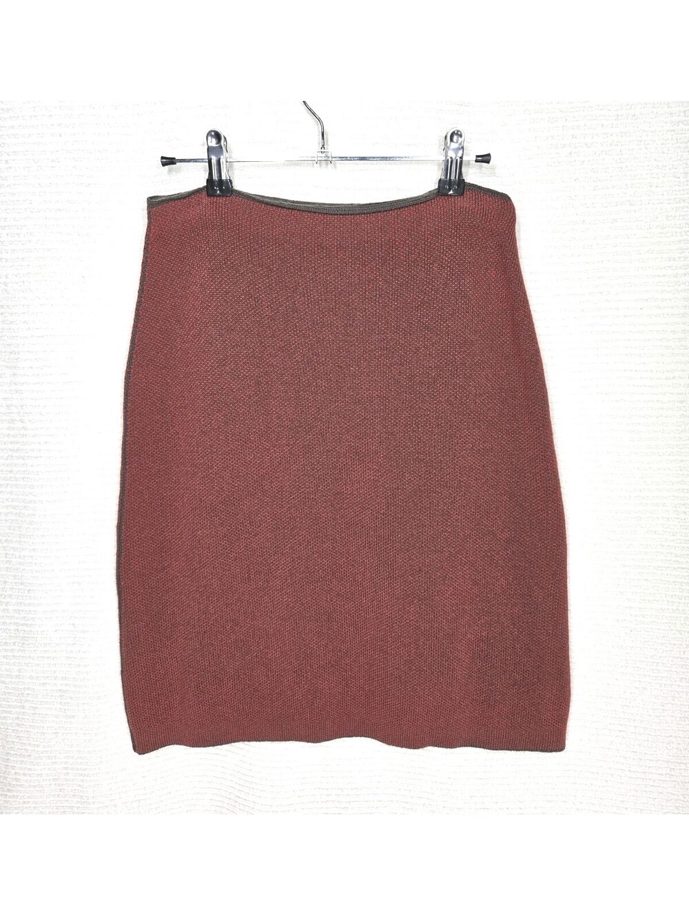Malo 100% Cashmere Skirt Rust Brown Sweater Knit Italy Size 42 Medium Designer